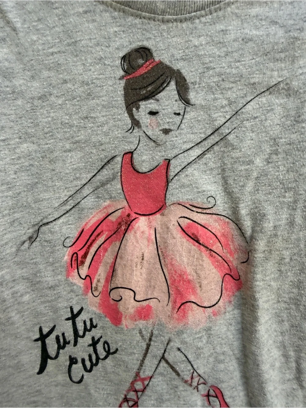 Old Navy 4T Girls Gray Tutu Cute Short Sleeve Tee Shirt Top Blous Pink Ballerina